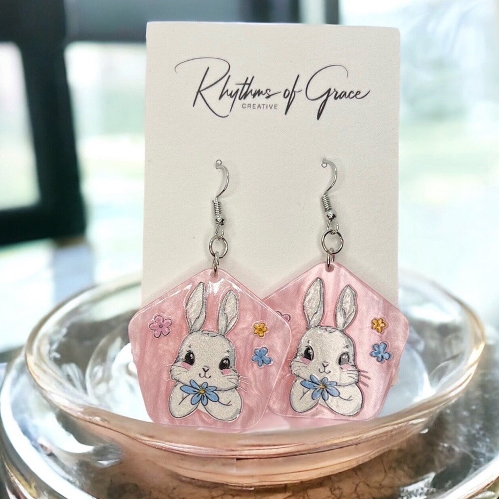 Hop into Style with Our Adorable Pink Bunny Dangle Earrings! NWT Easter Jewelry